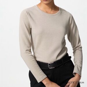 Uniqlo Women's HEATTECH Beige Ultra Warm T-Shirt